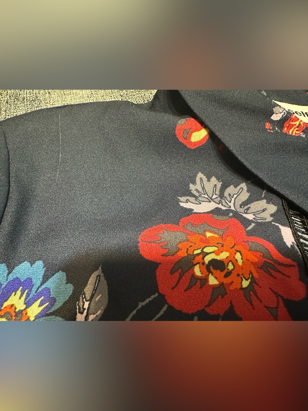 Self Portrait Navy Floral Long-Sleeve Midi Dress VGUC - Picture 11 of 11